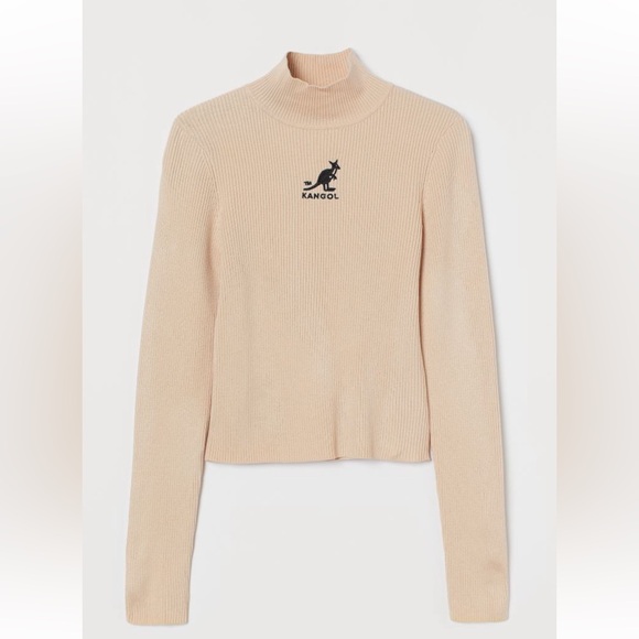 KANGOL by H&M Ribbed Mockneck top - beige - size S - Picture 8 of 8
